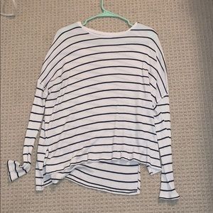 White and black striped oversized sweater